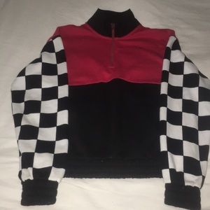 Checkered sleeve sweater